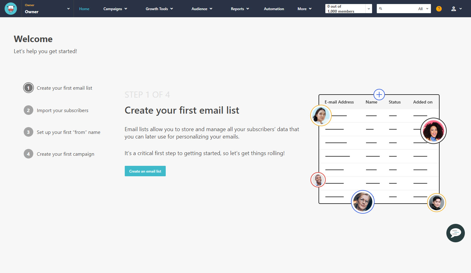 The onboarding dashboard